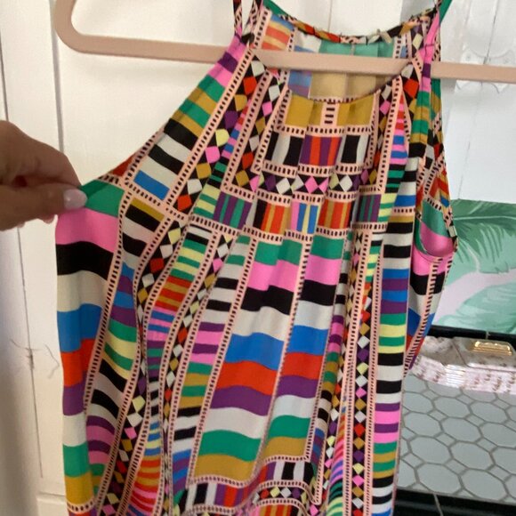 Designer Super Colorful African-Vibe Print Silk Tank with Spagetti Strap - Picture 5 of 16